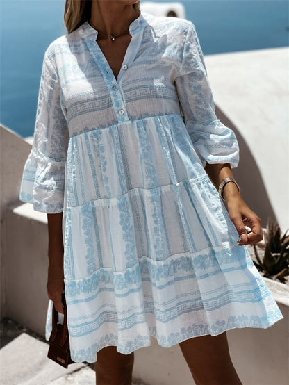 Women's Tiered Bohemian Summer Tunic Dress in Loose Fit