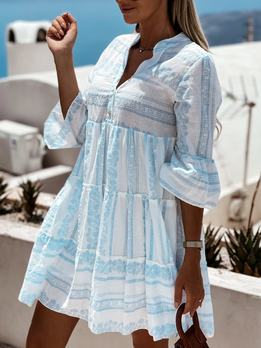 Women's Tiered Bohemian Summer Tunic Dress in Loose Fit
