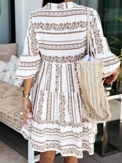 Women's Tiered Bohemian Summer Tunic Dress in Loose Fit