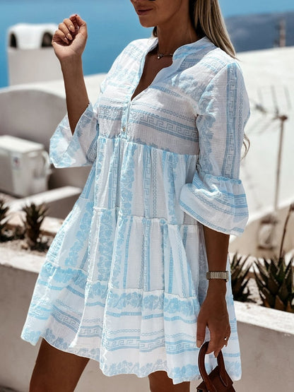 Women's Tiered Bohemian Summer Tunic Dress in Loose Fit