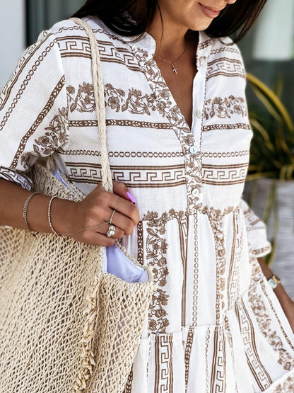 Women's Tiered Bohemian Summer Tunic Dress in Loose Fit
