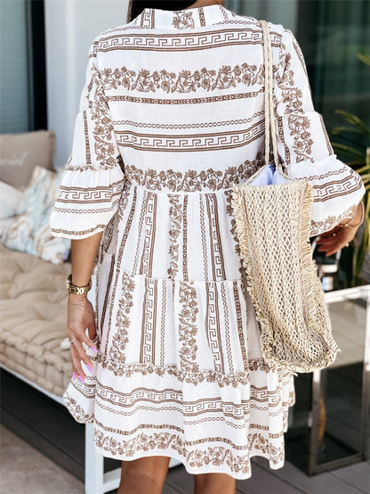Women's Tiered Bohemian Summer Tunic Dress in Loose Fit