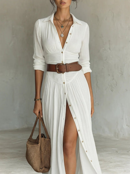 Women's Bohemian Belted Long Blouse Dress