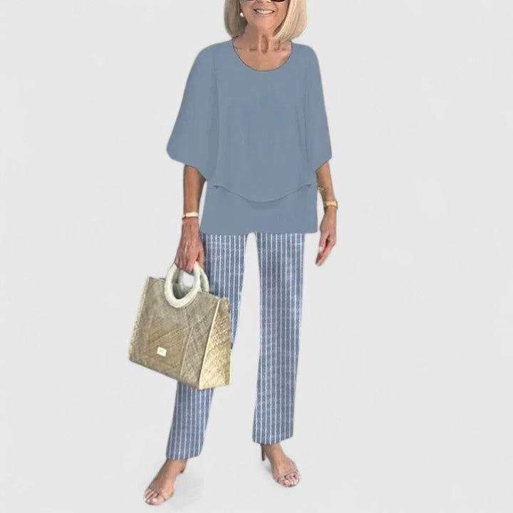 Women's Botanical Batwing Top and Wide-Leg Pants Set