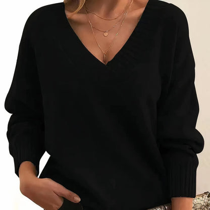 Women's V-Neck Knit Pullover Jumper