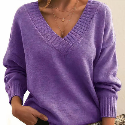 Women's V-Neck Knit Pullover Jumper