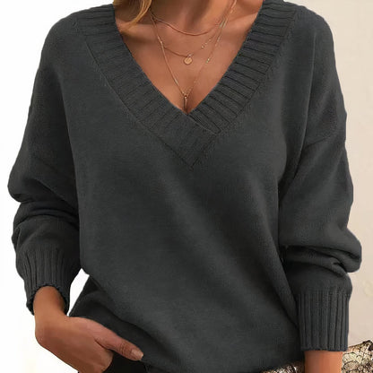 Women's V-Neck Knit Pullover Jumper