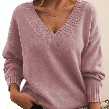 Women's V-Neck Knit Pullover Jumper