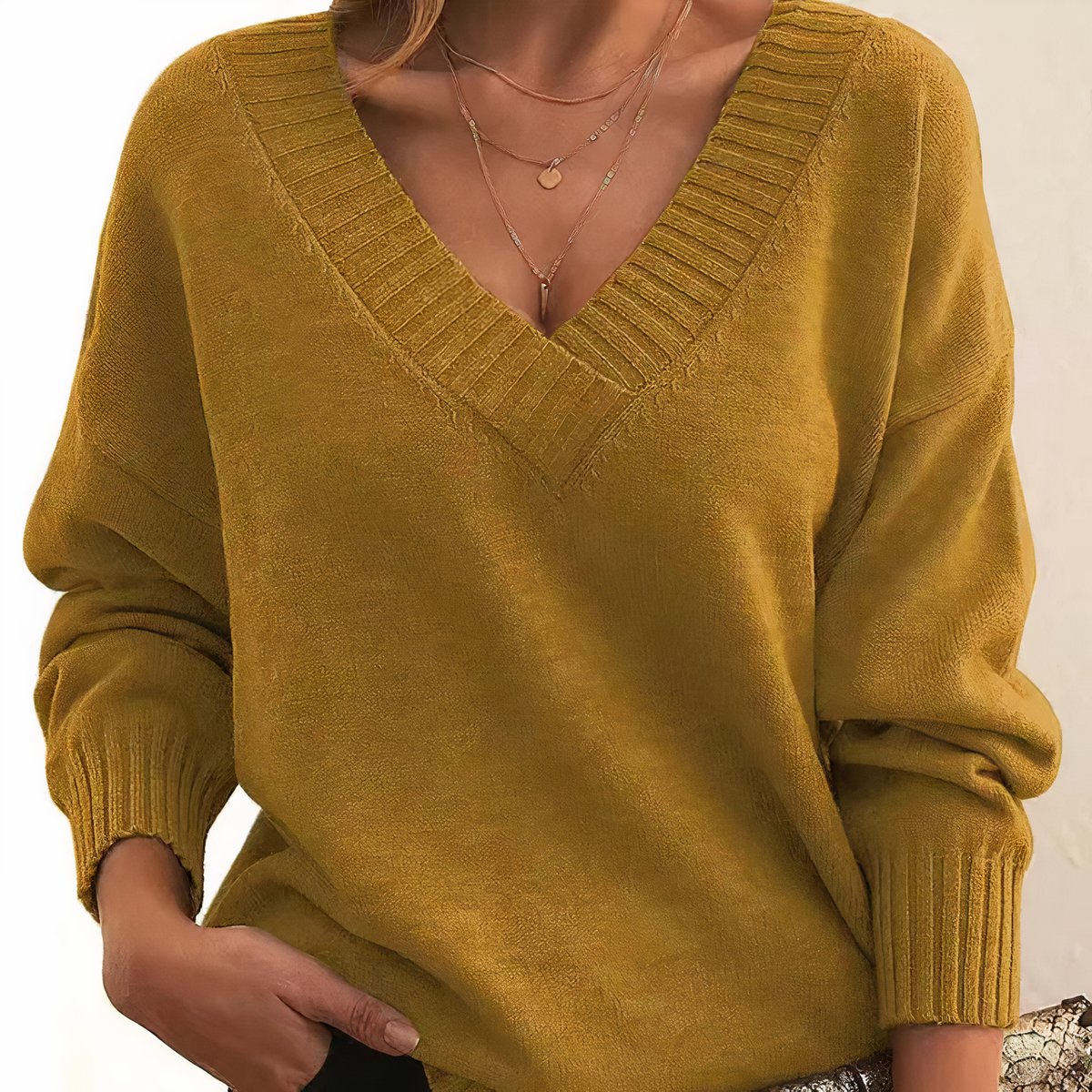 Women's V-Neck Knit Pullover Jumper