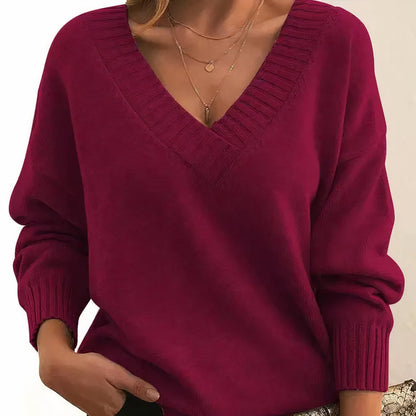Women's V-Neck Knit Pullover Jumper