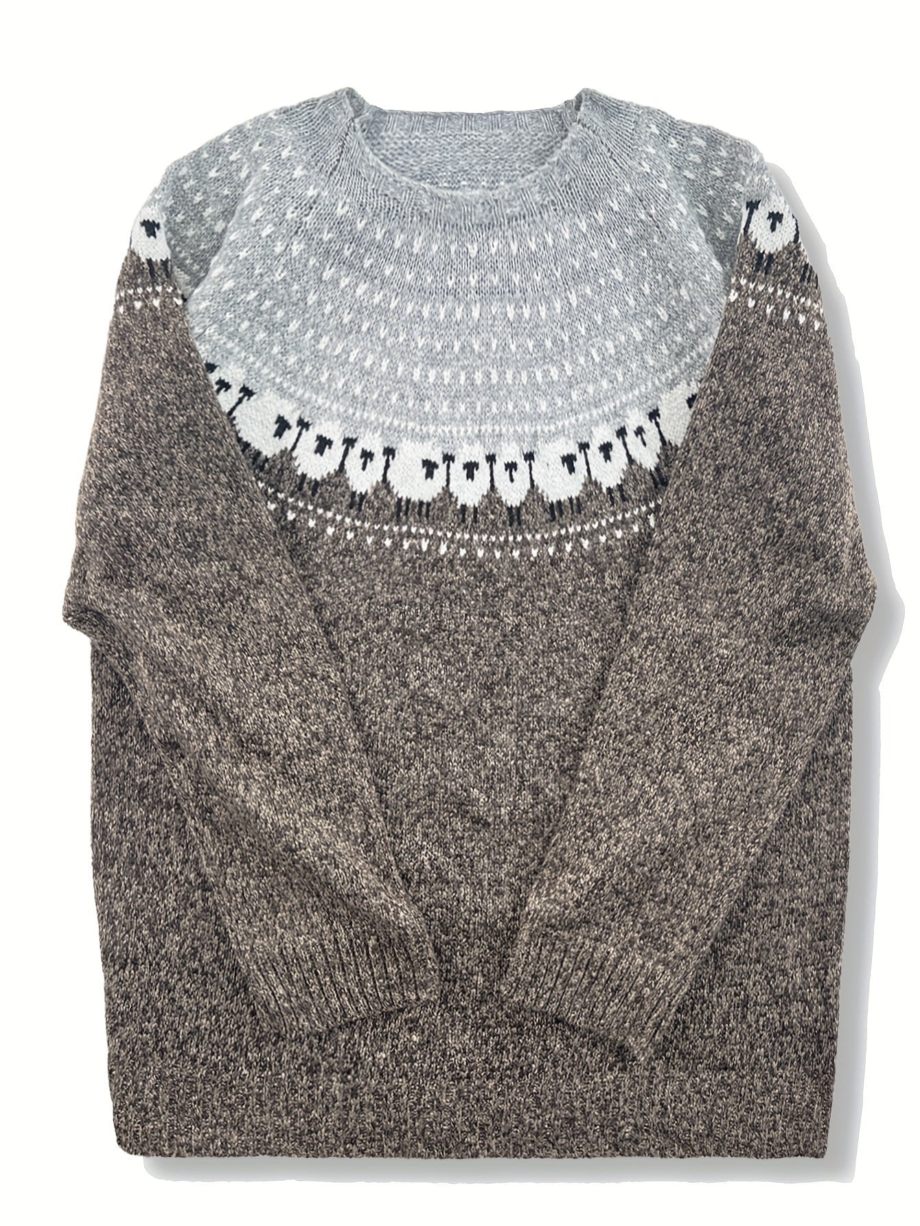 Women's Heavyweight Sheep Motif Jacquard Knit Sweater