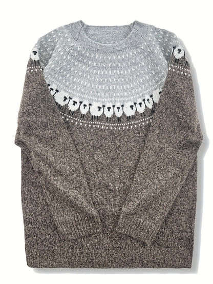 Women's Heavyweight Sheep Motif Jacquard Knit Sweater