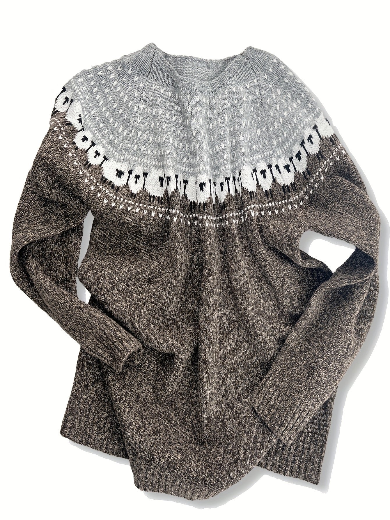 Women's Heavyweight Sheep Motif Jacquard Knit Sweater