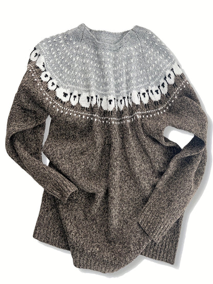 Women's Heavyweight Sheep Motif Jacquard Knit Sweater