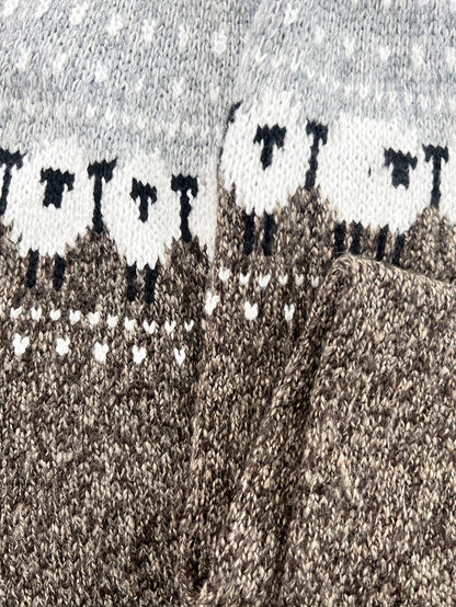 Women's Heavyweight Sheep Motif Jacquard Knit Sweater