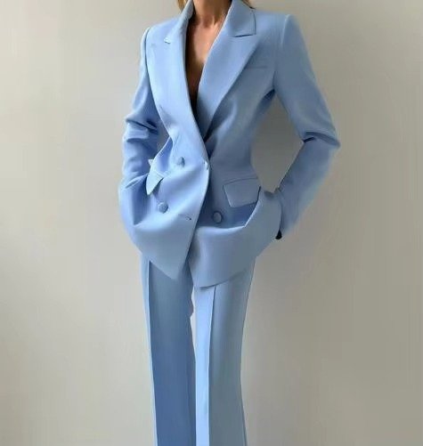 Women's Three-Piece Suit with Blazer, Corset, and Wide-Leg Pants