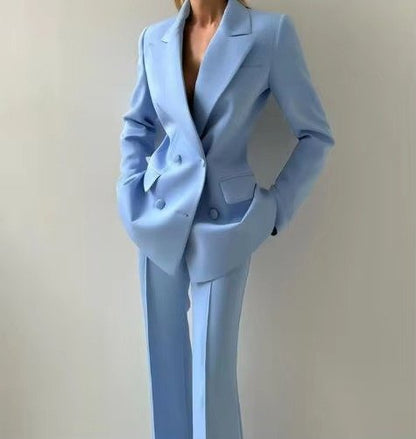 Women's Three-Piece Suit with Blazer, Corset, and Wide-Leg Pants
