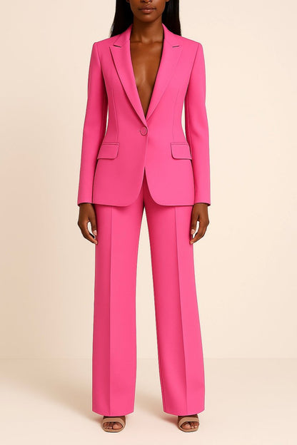Women's Single-Button Blazer and Wide-Leg Jumpsuit Outfit
