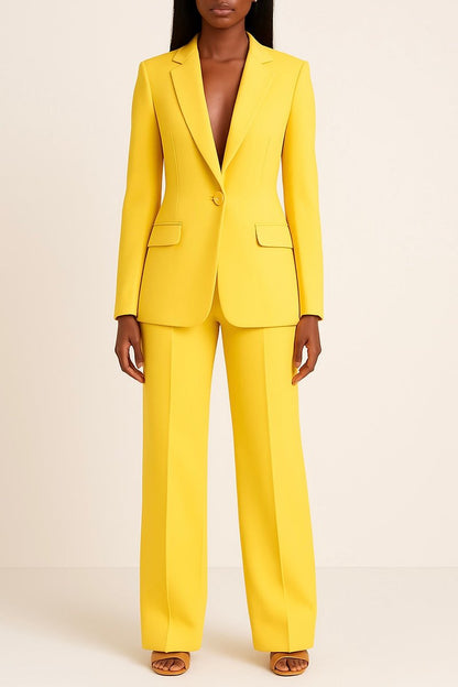 Women's Single-Button Blazer and Wide-Leg Jumpsuit Outfit