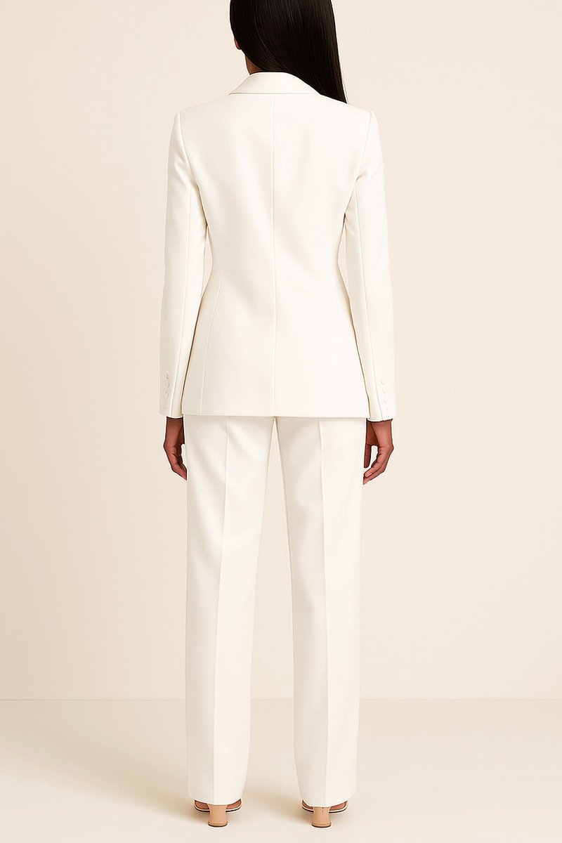 Women's Single-Button Blazer and Wide-Leg Jumpsuit Outfit
