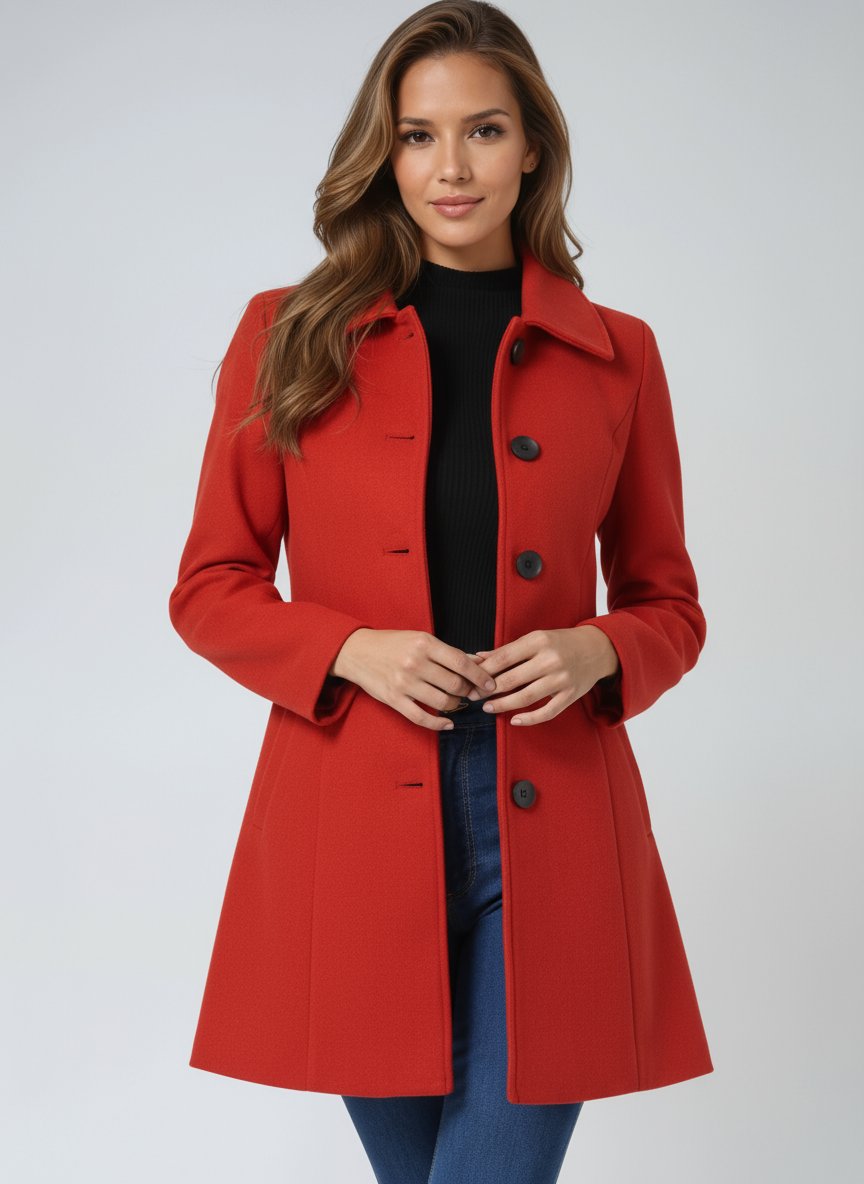 Women's Tailored Single-Breasted Midi Winter Coat