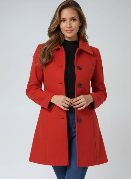 Women's Tailored Single-Breasted Midi Winter Coat