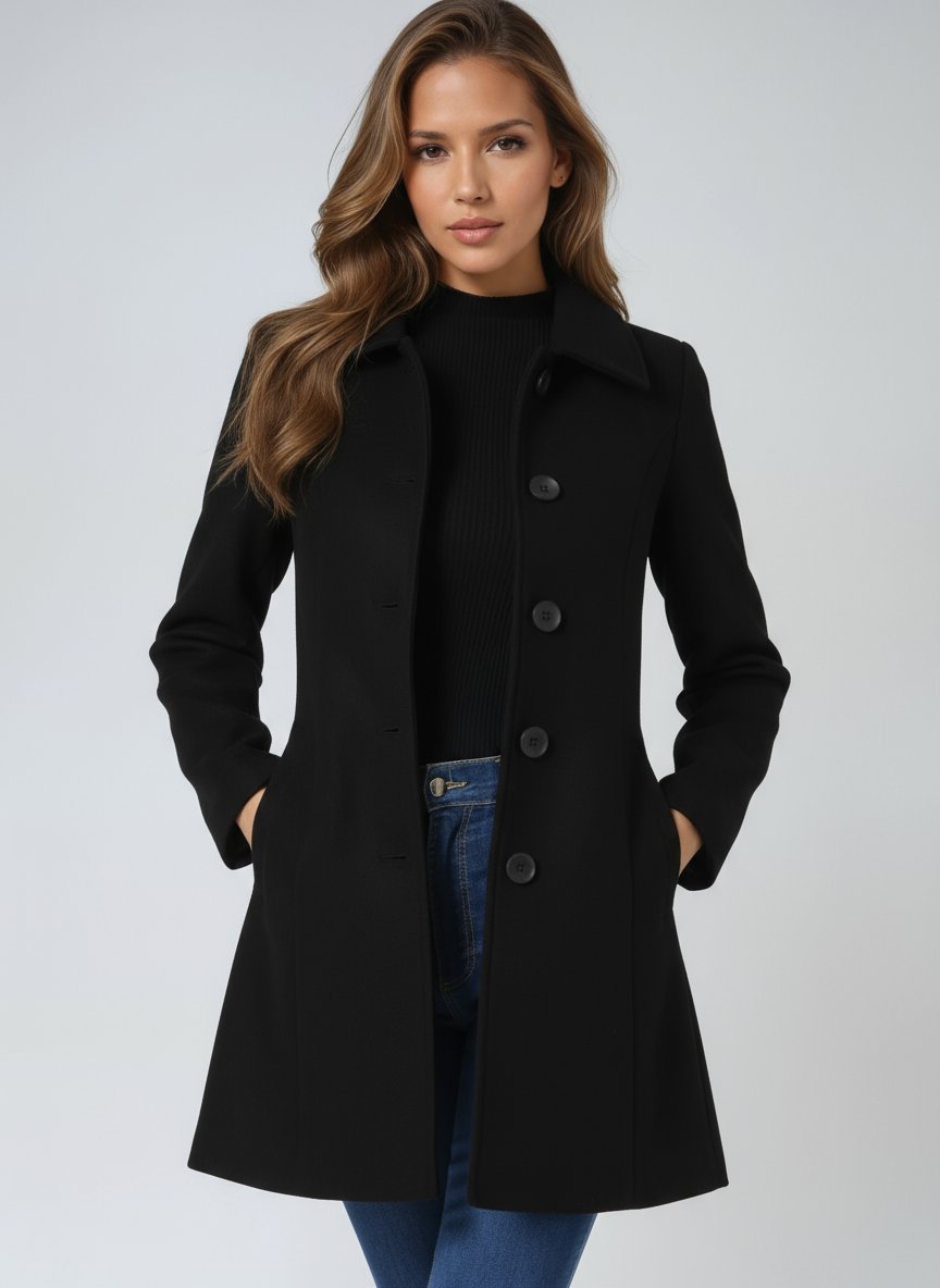 Women's Tailored Single-Breasted Midi Winter Coat