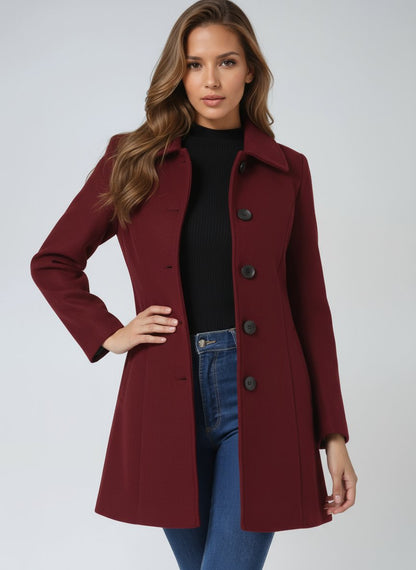 Women's Tailored Single-Breasted Midi Winter Coat