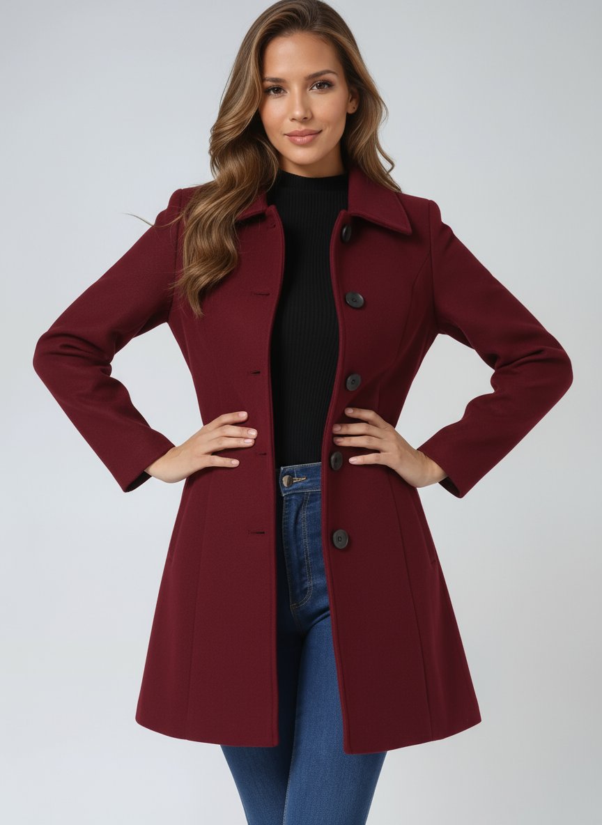 Women's Tailored Single-Breasted Midi Winter Coat