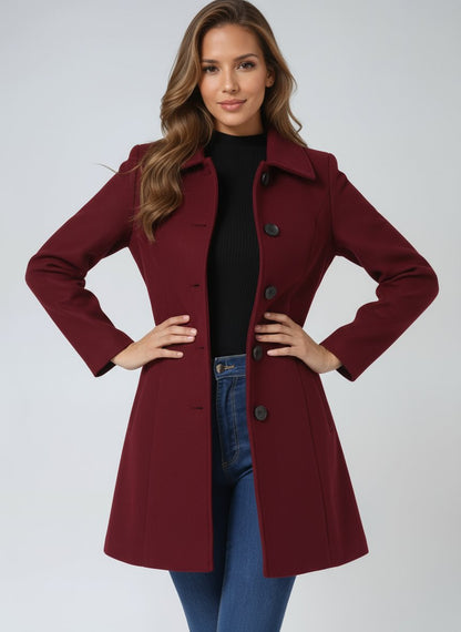 Women's Tailored Single-Breasted Midi Winter Coat