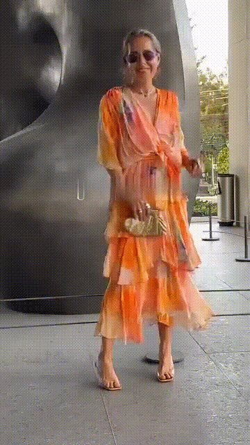 Women's Tiered Floral Print Chiffon Maxi Dress