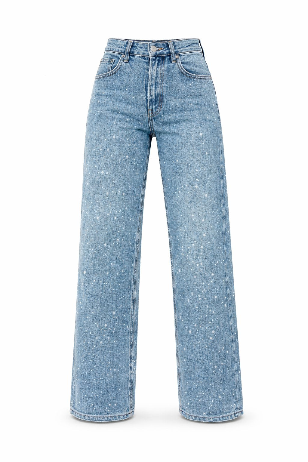 Women's High-Rise Straight-Leg Glitter Denim Jeans