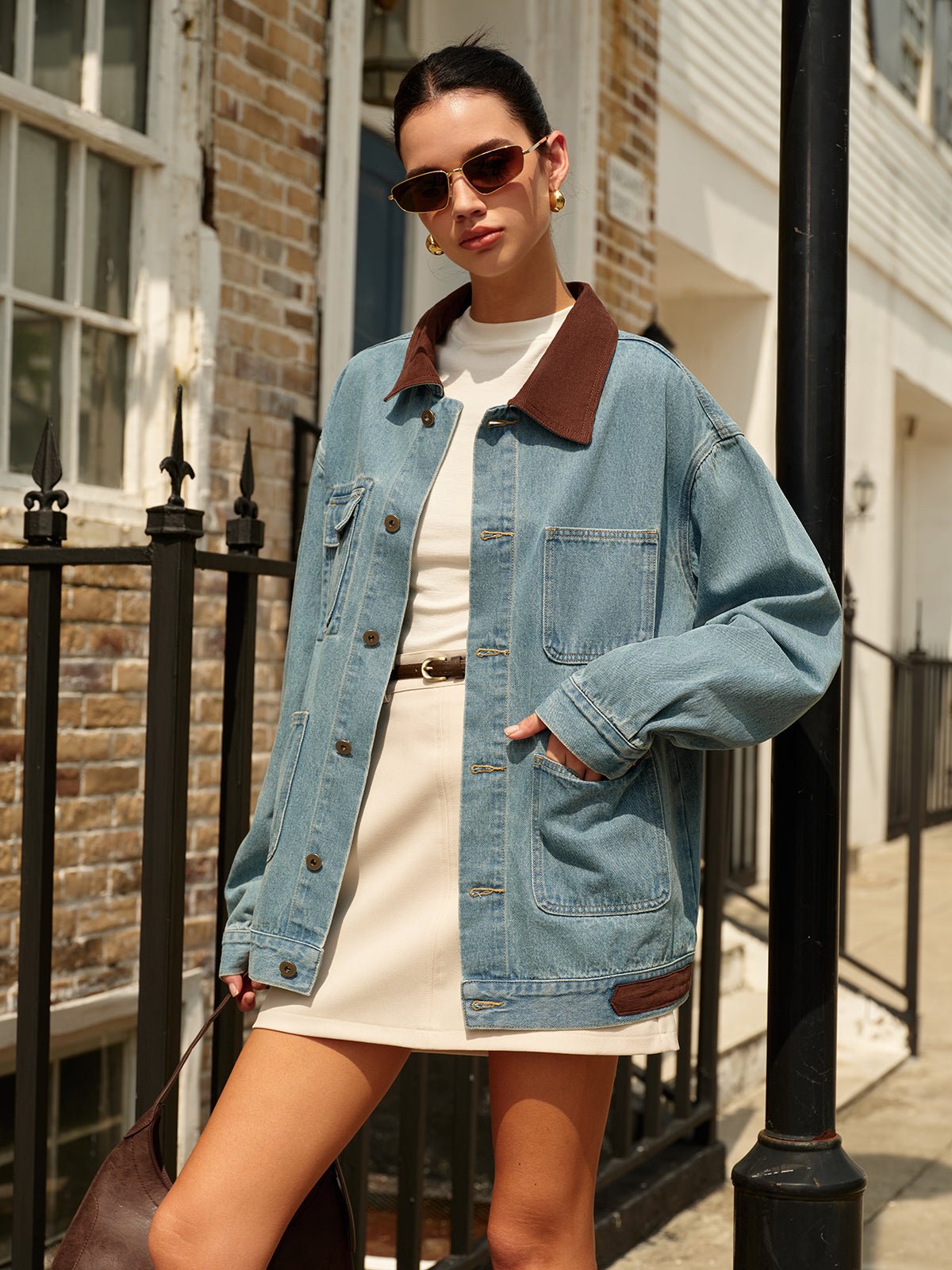 Women's Belted Structured Woven High-Rise Mini Skirt