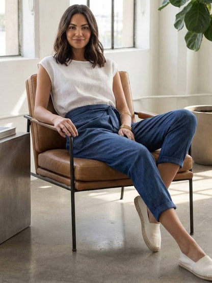 Women's Cropped High-Waisted Tapered Wrap Pants