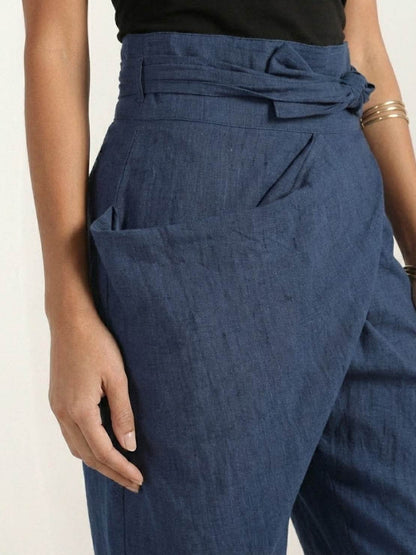 Women's Cropped High-Waisted Tapered Wrap Pants
