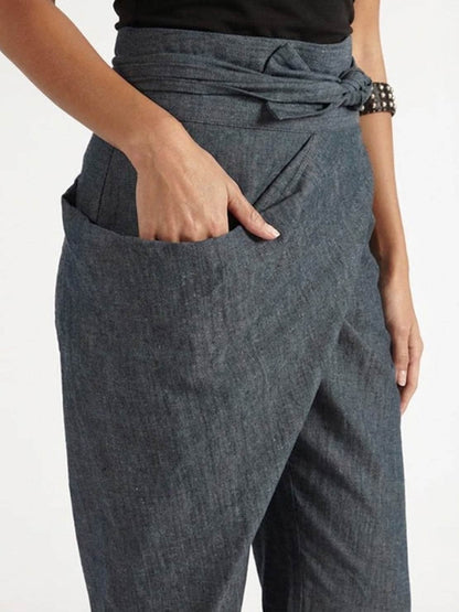 Women's Cropped High-Waisted Tapered Wrap Pants