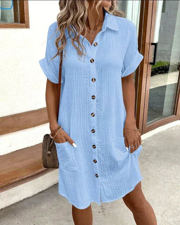 Women's Cotton Button-Up Shirt Dress