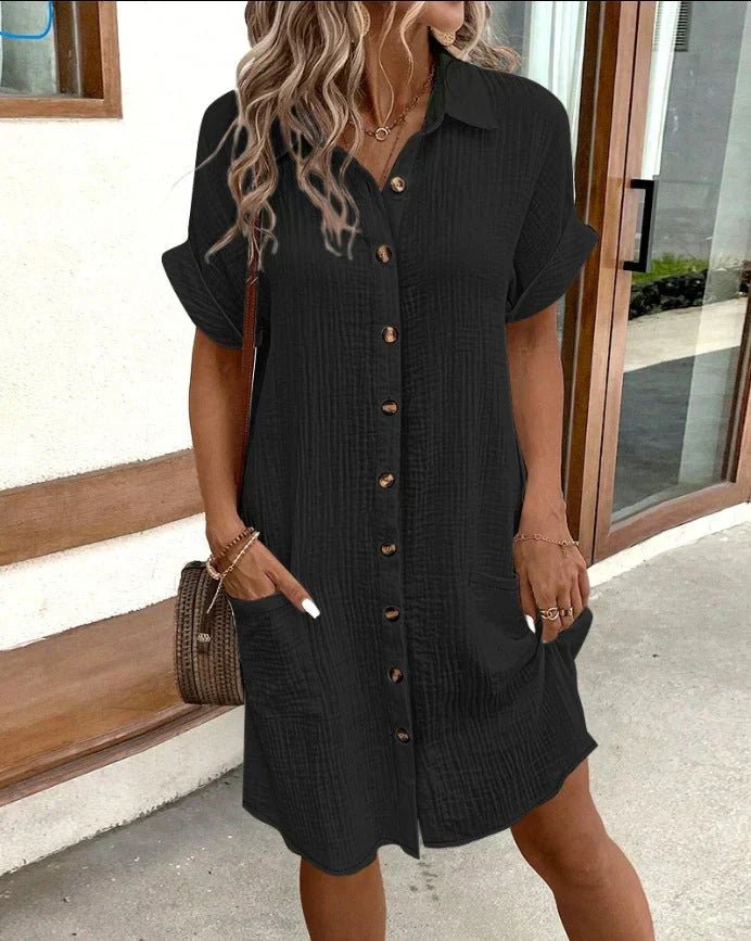 Women's Cotton Button-Up Shirt Dress