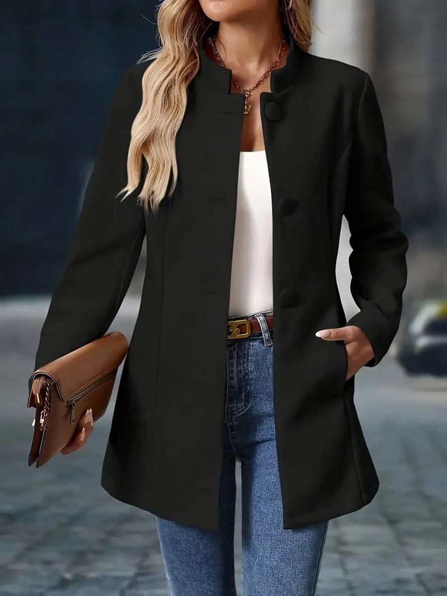 Women's Stand-Collar Button-Up Winter Overcoat