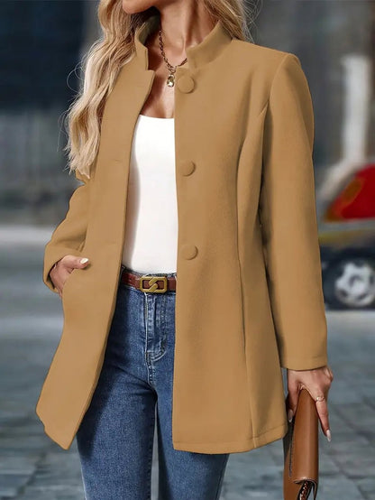 Women's Stand-Collar Button-Up Winter Overcoat