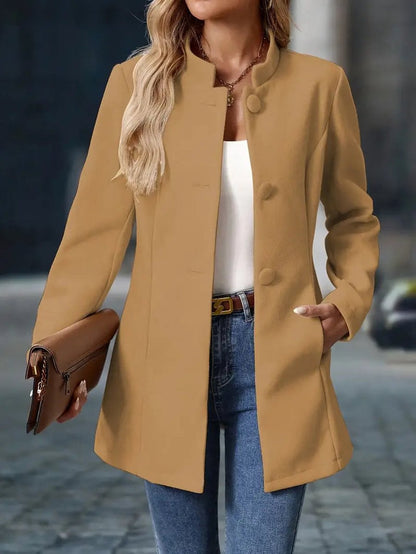 Women's Stand-Collar Button-Up Winter Overcoat