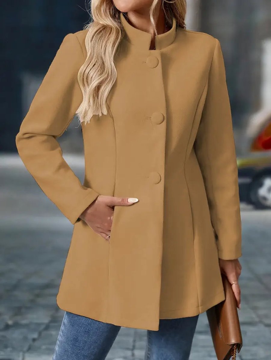 Women's Stand-Collar Button-Up Winter Overcoat