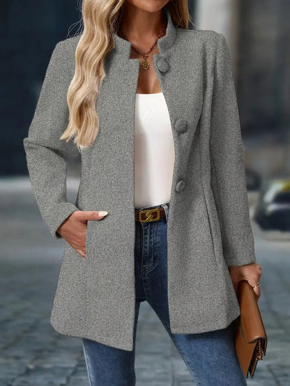Women's Stand-Collar Button-Up Winter Overcoat