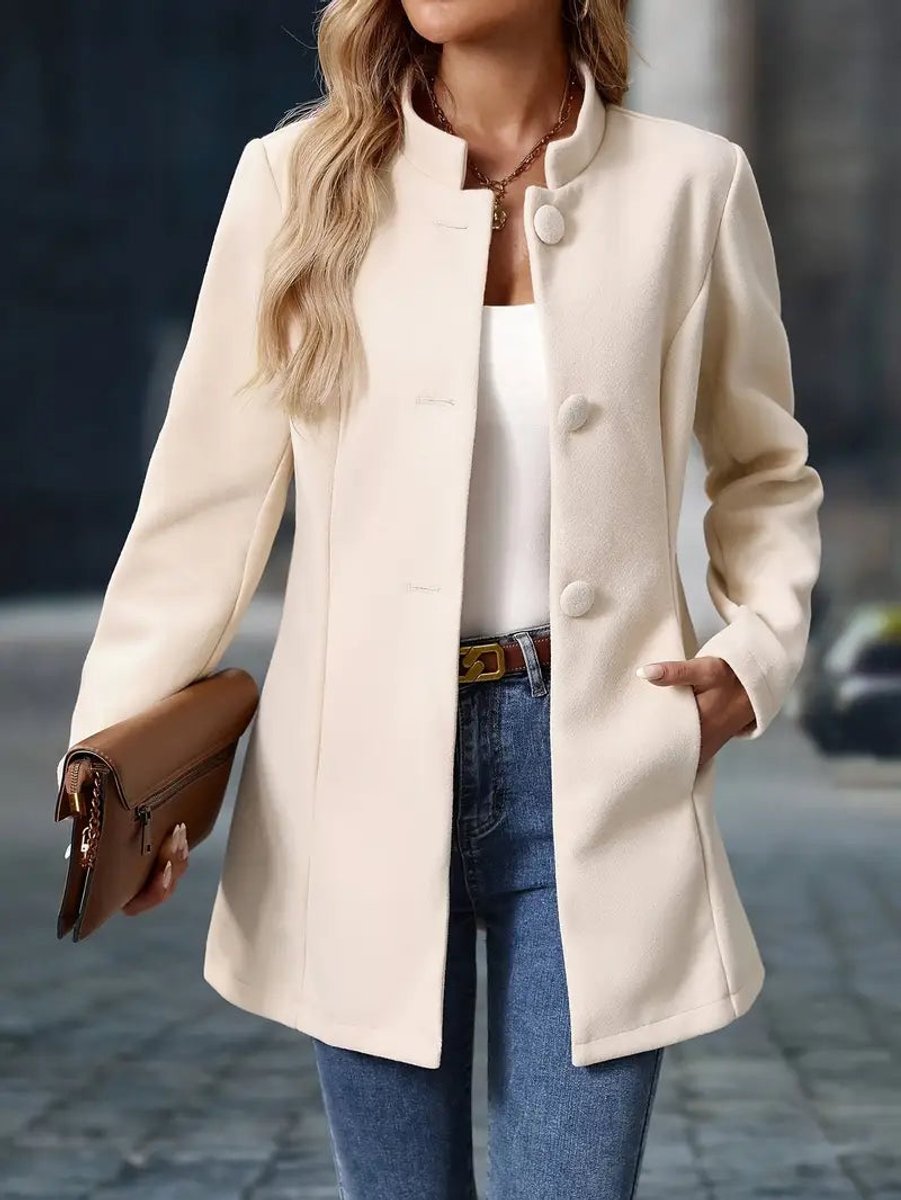 Women's Stand-Collar Button-Up Winter Overcoat