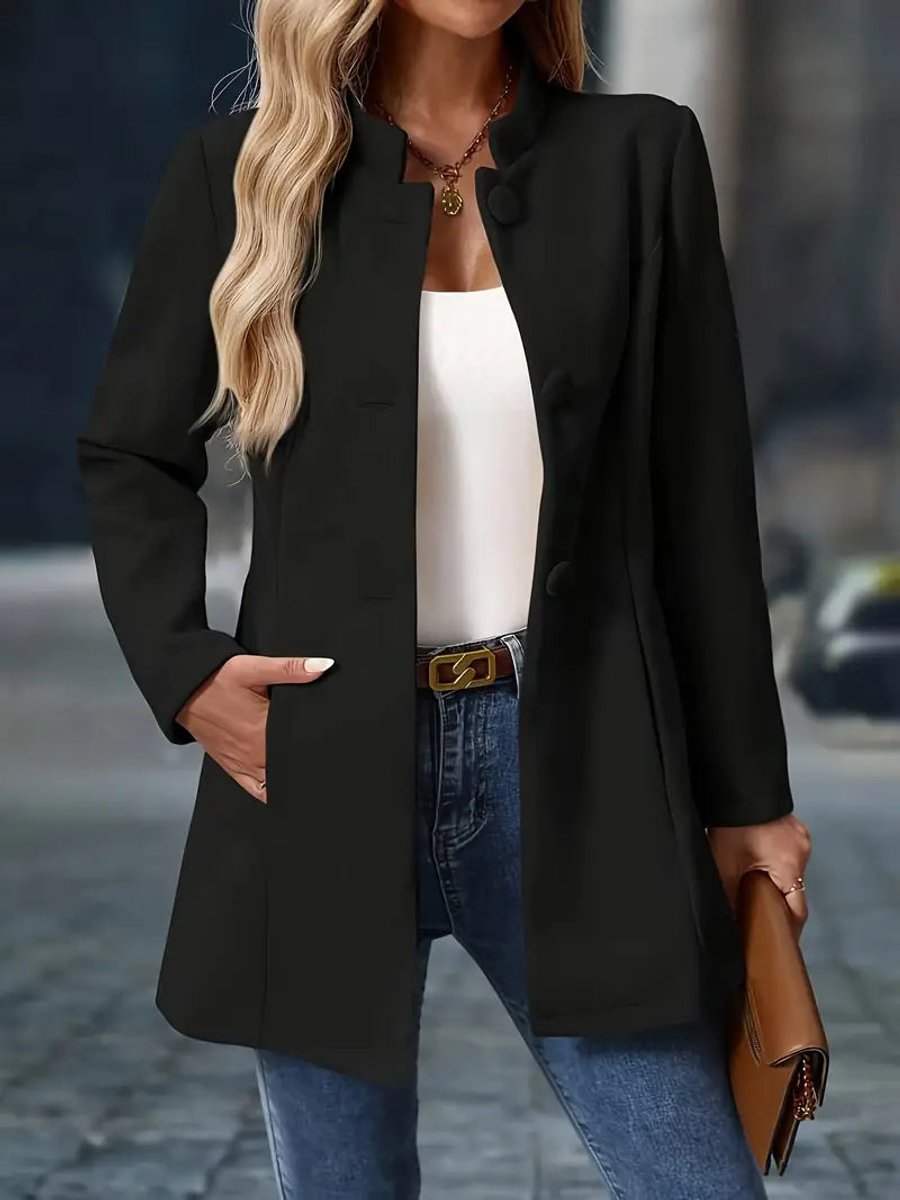 Women's Stand-Collar Button-Up Winter Overcoat