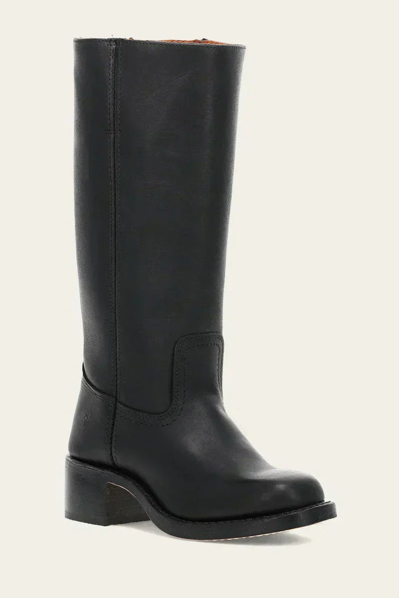Women's Slim-Fit Knee-High Leather Boots with Lug Sole