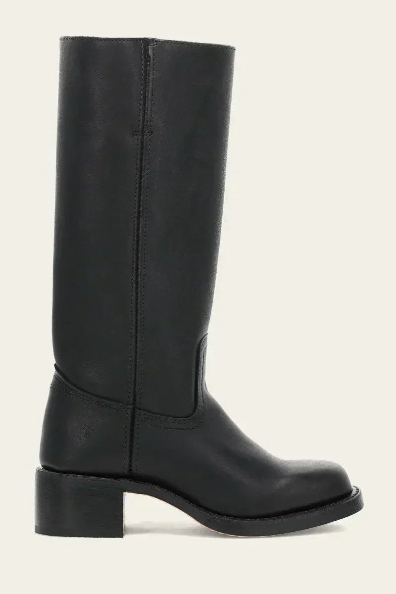 Women's Slim-Fit Knee-High Leather Boots with Lug Sole