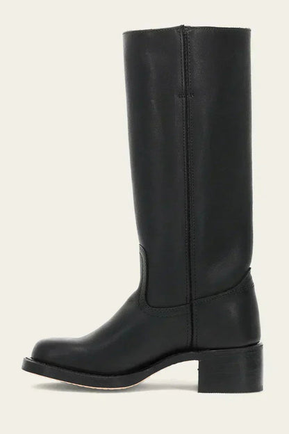Women's Slim-Fit Knee-High Leather Boots with Lug Sole
