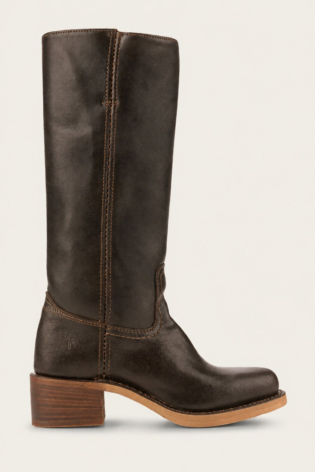 Women's Slim-Fit Knee-High Leather Boots with Lug Sole