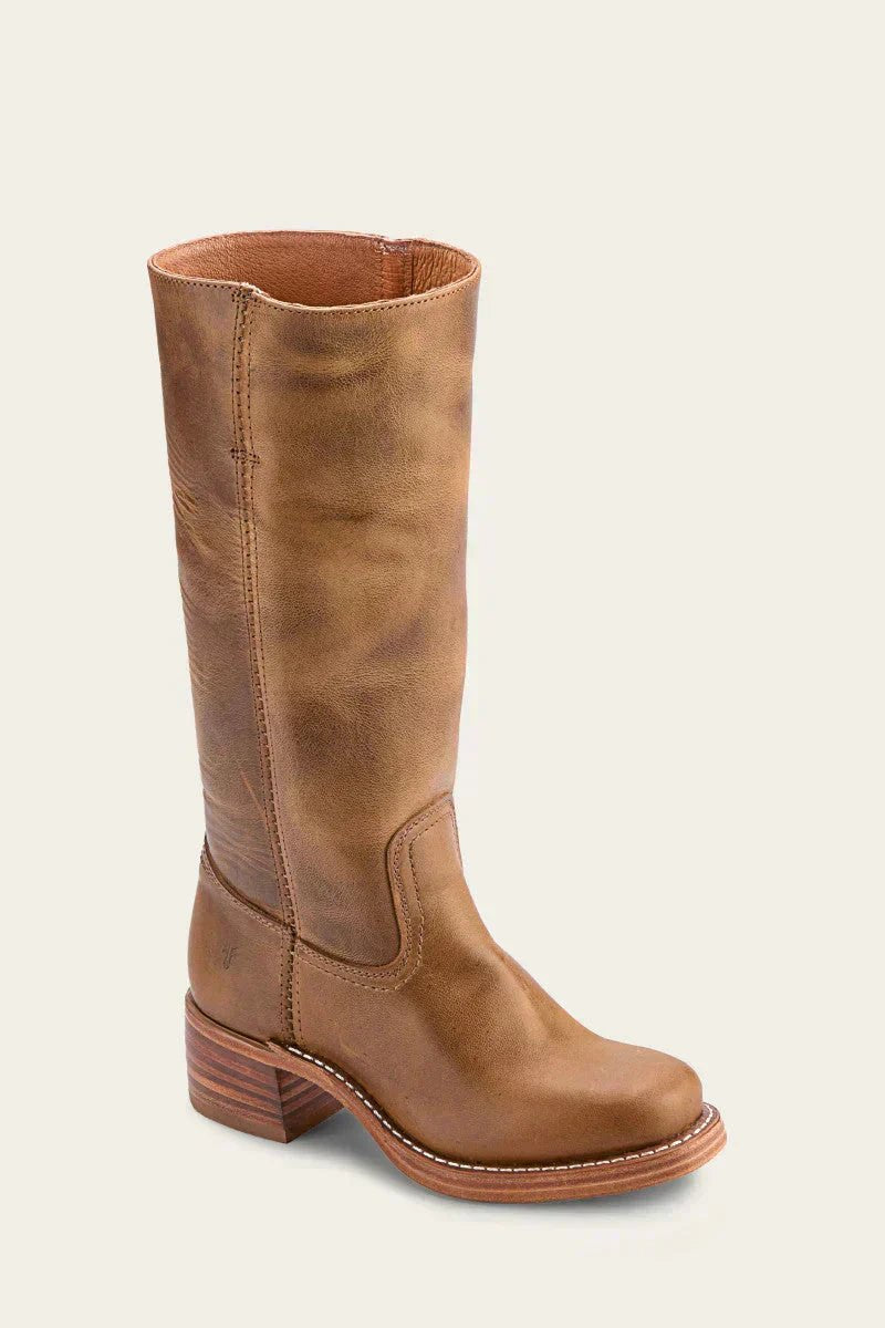 Women's Slim-Fit Knee-High Leather Boots with Lug Sole